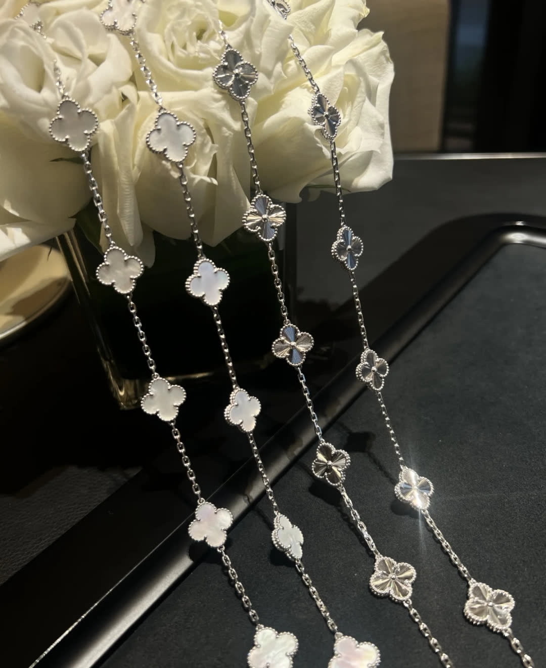 Van Cleef & Arpels Alhambra White Gold and Diamond Necklace Van Cleef & Arpels Alhambra White Gold and Diamond Necklace